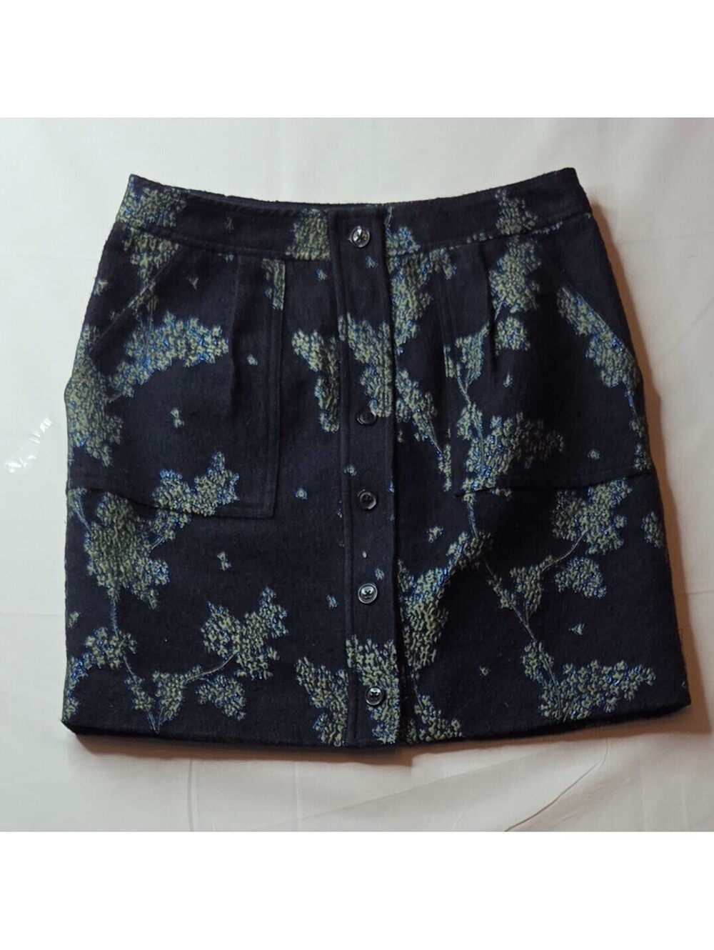 Banana Republic Brocade Floral Button-Front Mini Skirt — Size 0 Petite